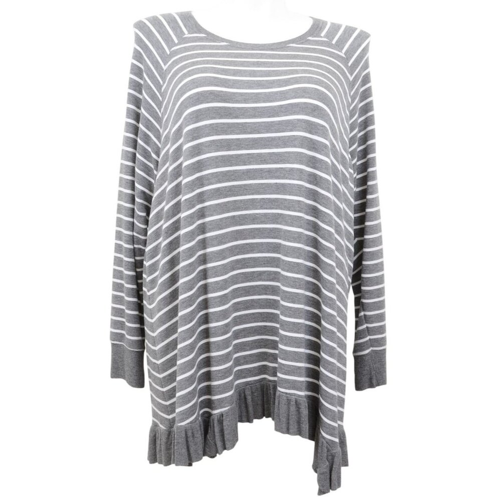 Lane Bryant PLUS Size 22/24 Ruffled Hem Stripe Lightweight Sweater Tunic Top‎
